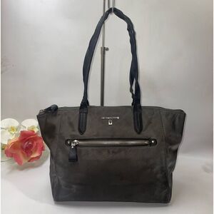 Michael Kors Canvas Leather Trim Tote Shoulder Bag